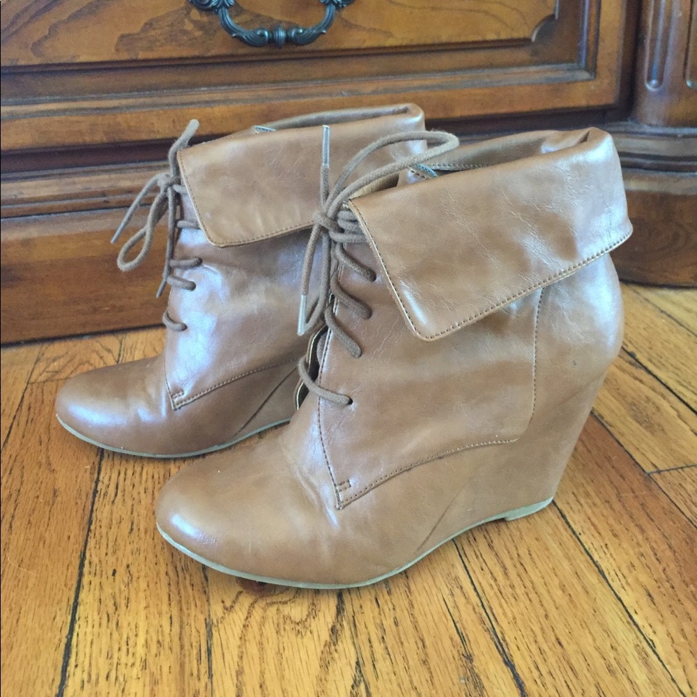 Leather Wedge Booties
