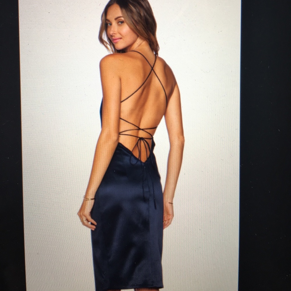 NICHOLAS Cross Back Dress in Navy Blue