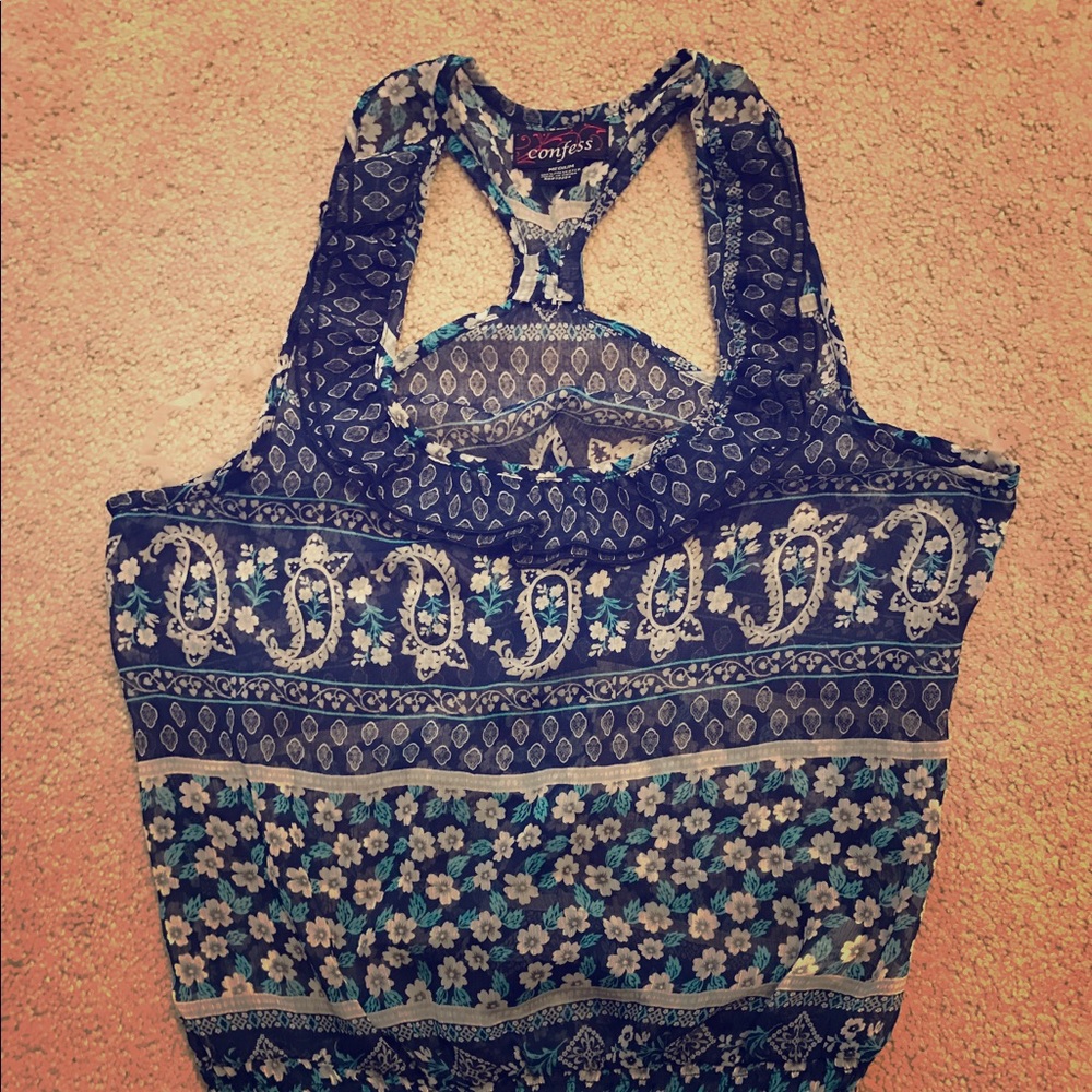 Blue loose fit tank
