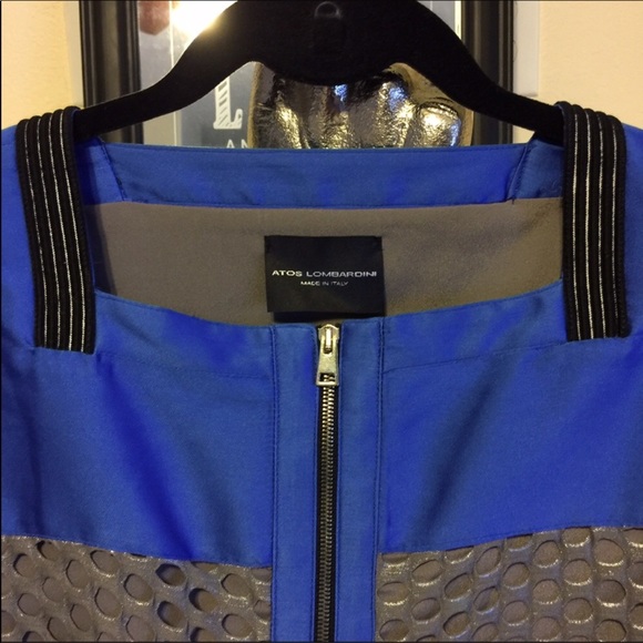 Atos Lombardini Blue Mesh Bomber Jacket - Picture 2 of 3