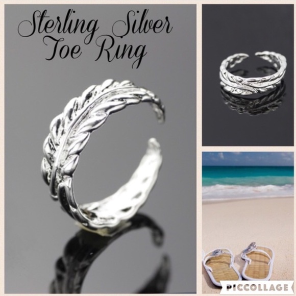 🌴SALE🌴 🆕 .925 Sterling Silver Leaf Toe Ring - Picture 2 of 5