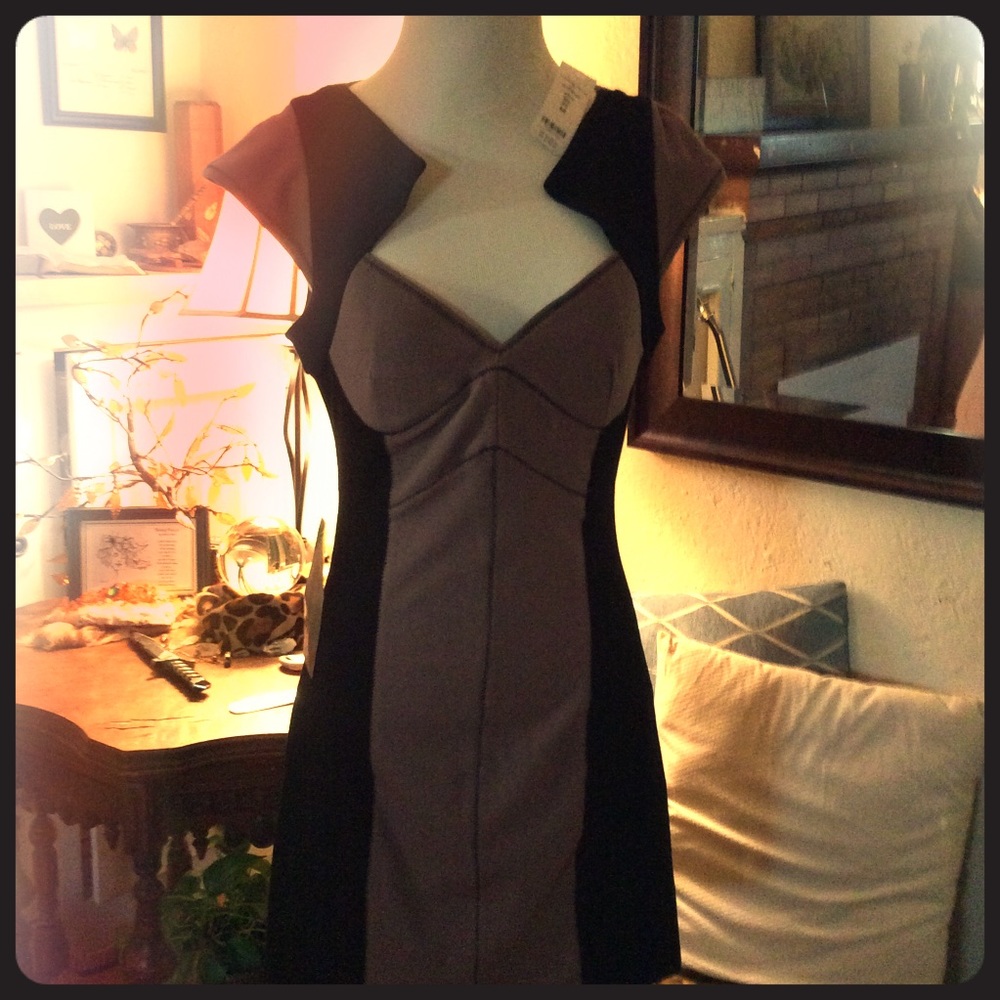 NWT Bebe taupe & black Bebe dress