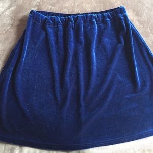 Royal Blue Velvet Mini Skirt.
