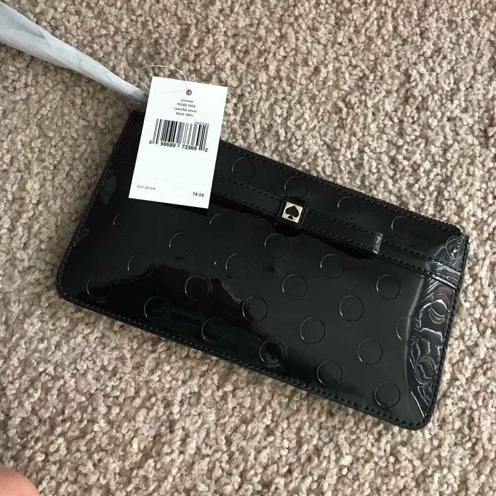 Black Leather Kate Spade Wristlet