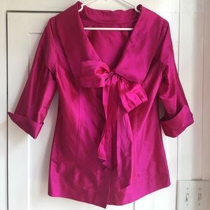 Sara Campbell iridescent hot pink dupioni silk