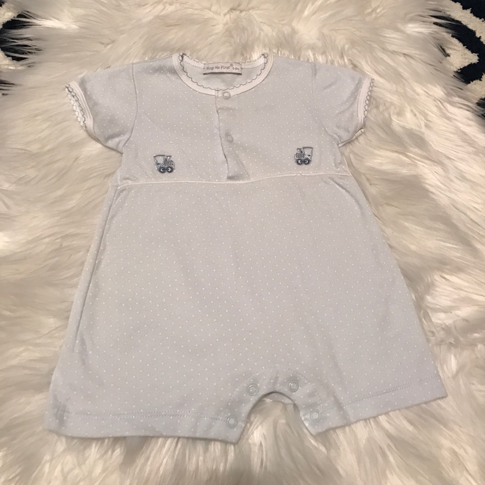 Blue romper with trains. Worn once!