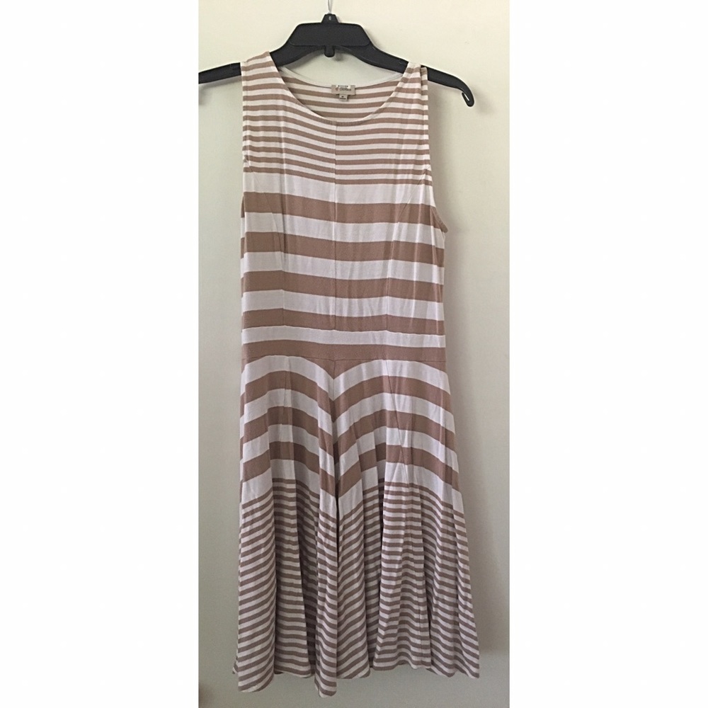 Striped tans and white dress