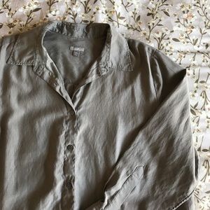 J. Jill Taupe Collared Button Down Shirt
