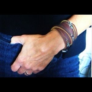 Leather, Sterling, Turquoise, Tiger Eye Bracelet