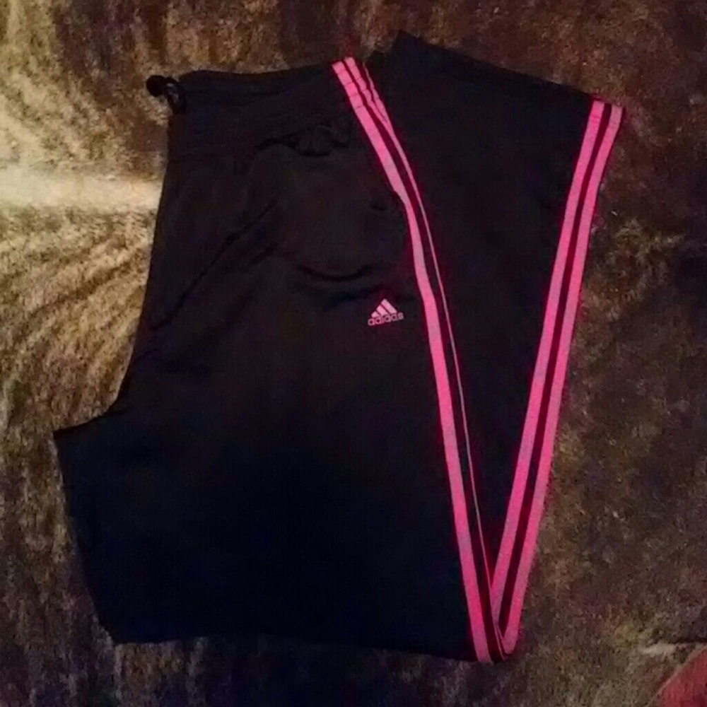 Womens Adidas track pants sz XL Black and Pink