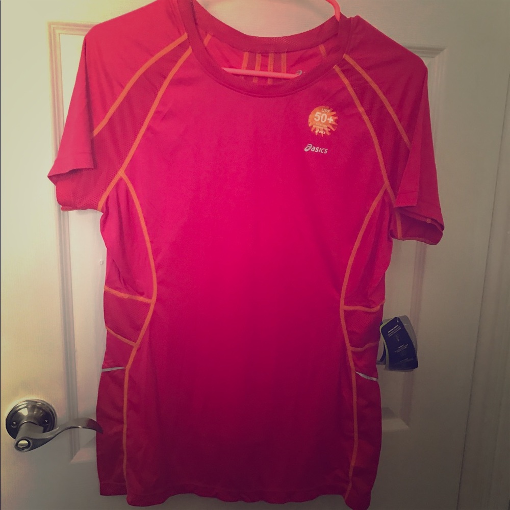 NWT: Asics Cooling Workout Shirt Large Pink Orange