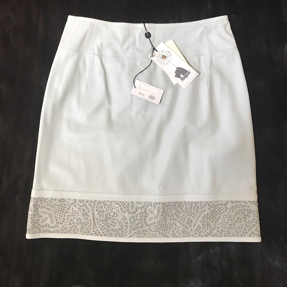 Taupe Leather Skirt by Rufus Made in Italy