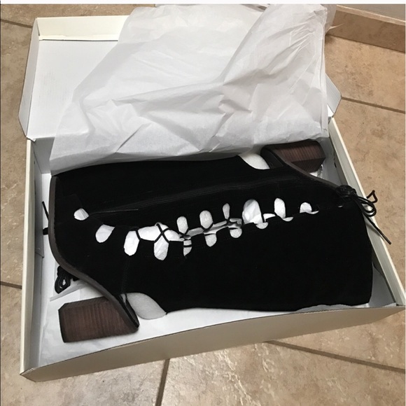 Black Suede Lace Up Gladiators - Picture 2 of 4