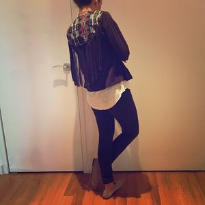 Suede fringe vest