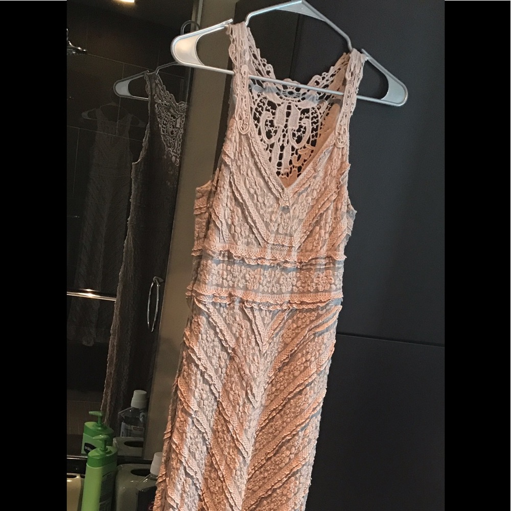 Chelsea &a Violet long formal tan dress