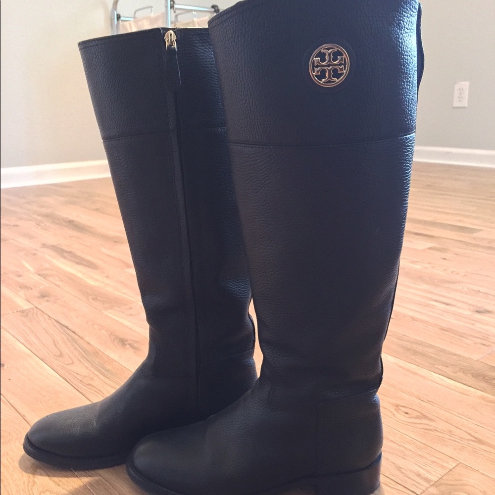 TORY BURCH JUNCTION RIDING BOOTS, 6.5 WIDE CALF