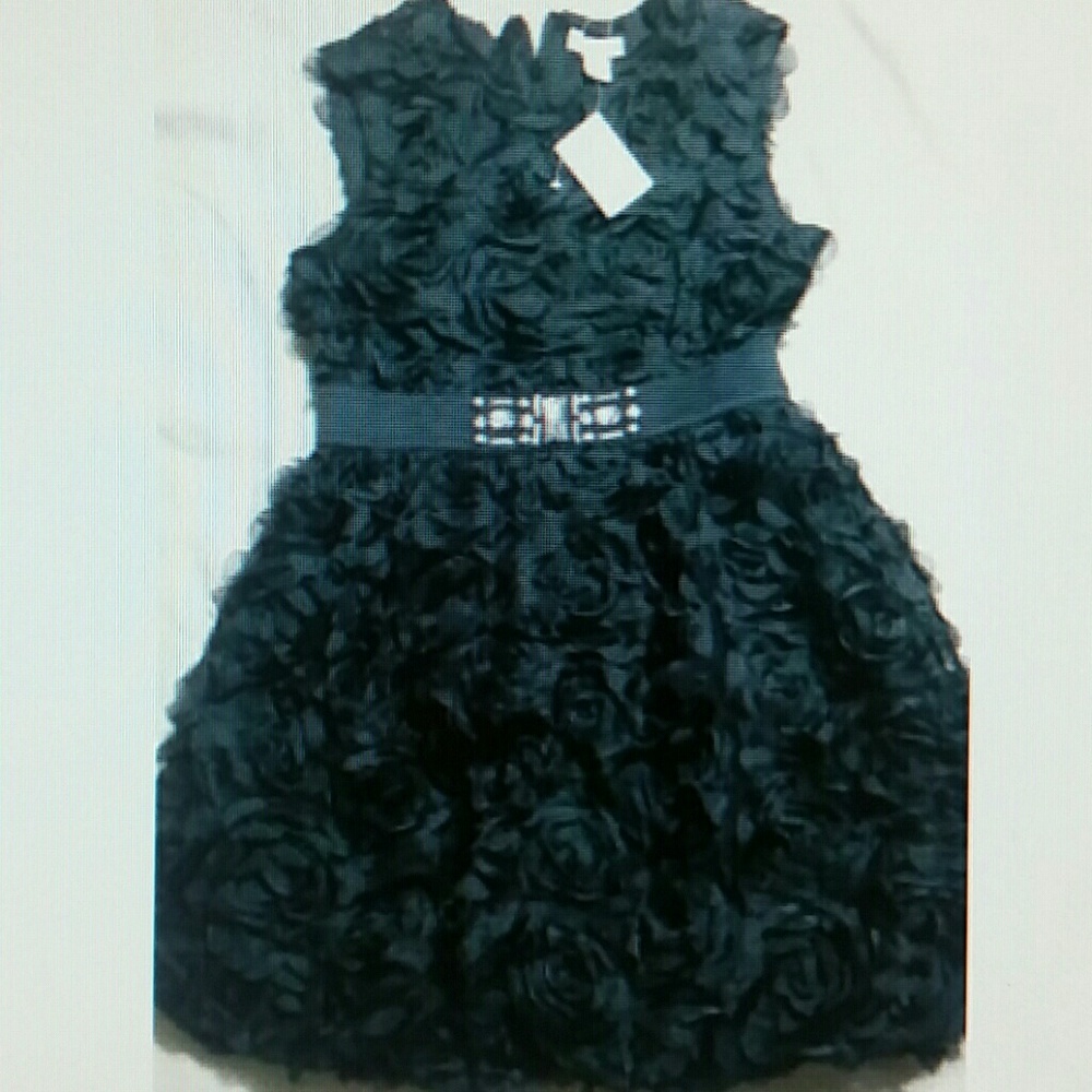 Childrens Place Black Rosette Holiday Party dress