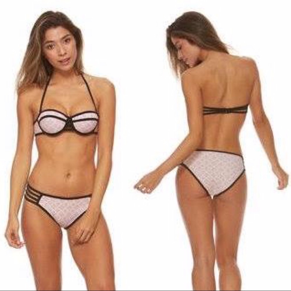 Strappy Neoprene Geomertic Pink 2-Pc Surf Bikinis