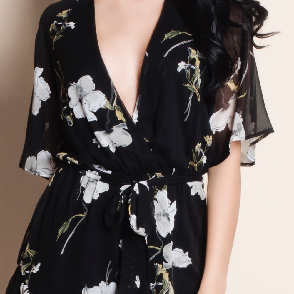 xx Black Chiffon Floral Print Romper - Picture 4 of 4