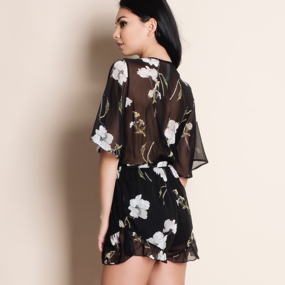 xx Black Chiffon Floral Print Romper - Picture 3 of 4