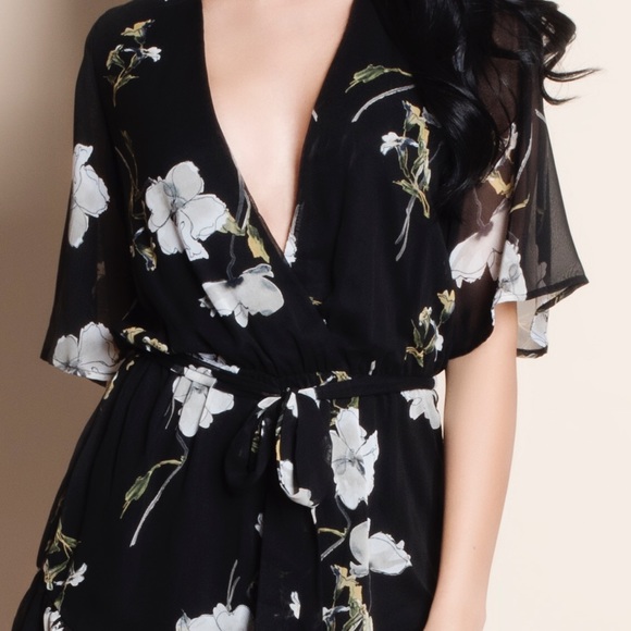 xx Black Chiffon Floral Print Romper - Picture 4 of 4