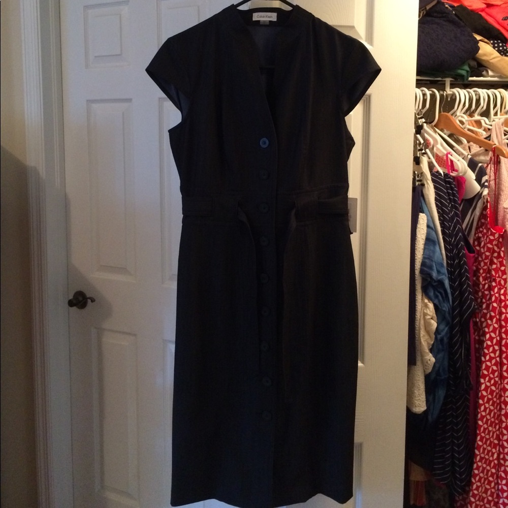 Dark blue chambray wiggle dress