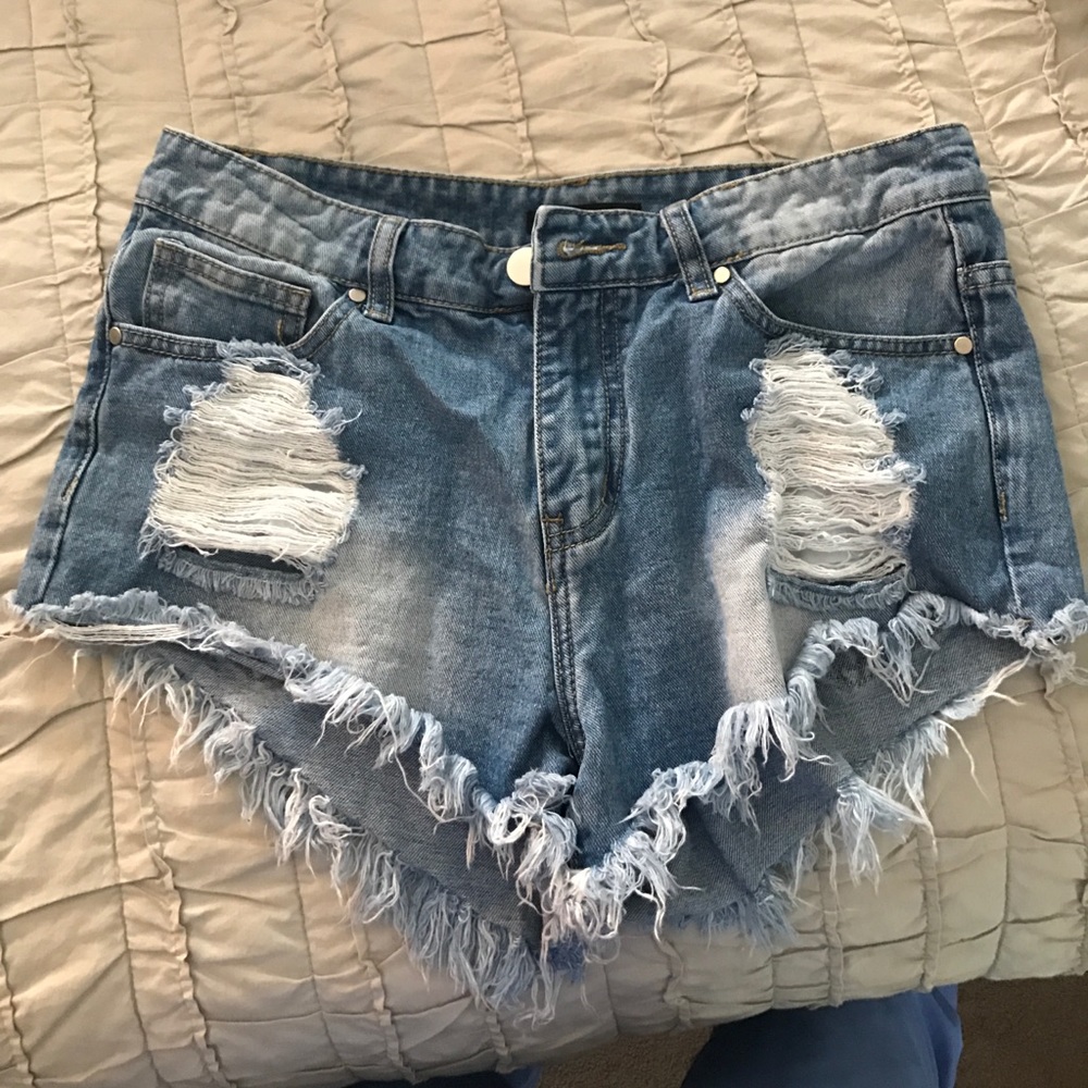 High waisted jean shorts
