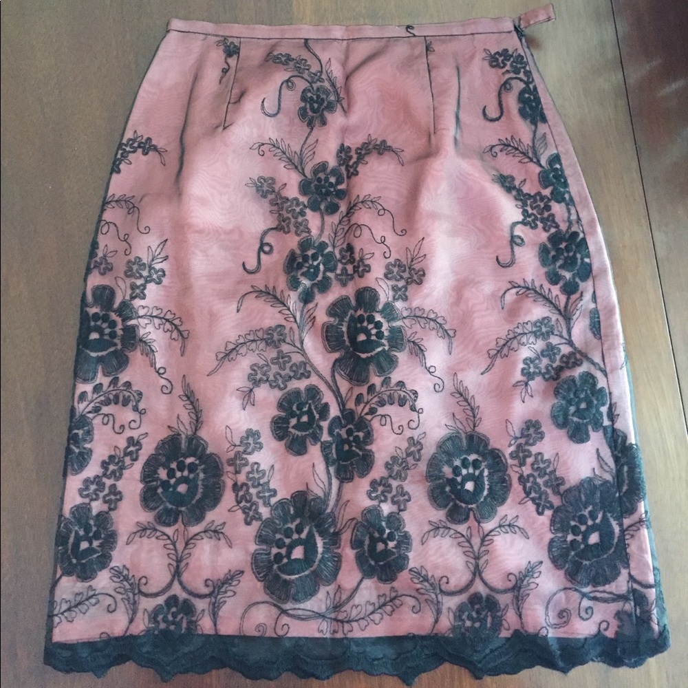 Geometrie Lace Skirt Lined in Pink