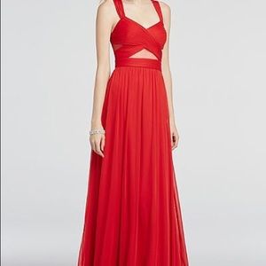 Red Formal Gown with Mesh detailing
