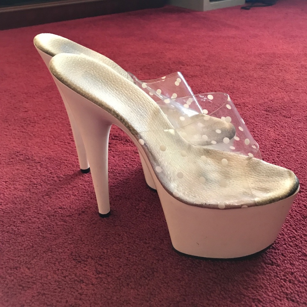 Polka dot white stripper exotic dancer heels