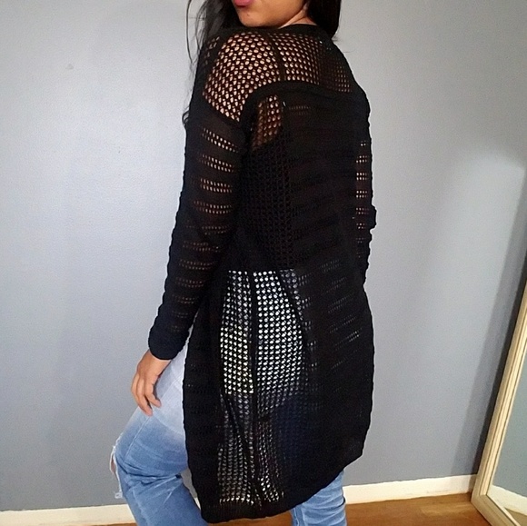 BLACK PERFORATED CARDIGAN - Picture 2 of 3