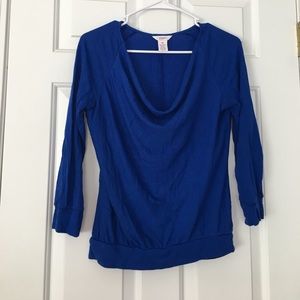 Royal blue drape neck shirt