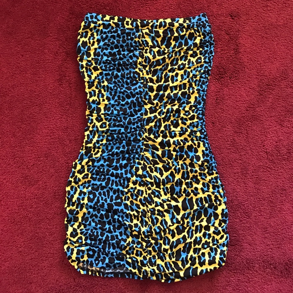 Stripper exotic dancer neon leopard dress