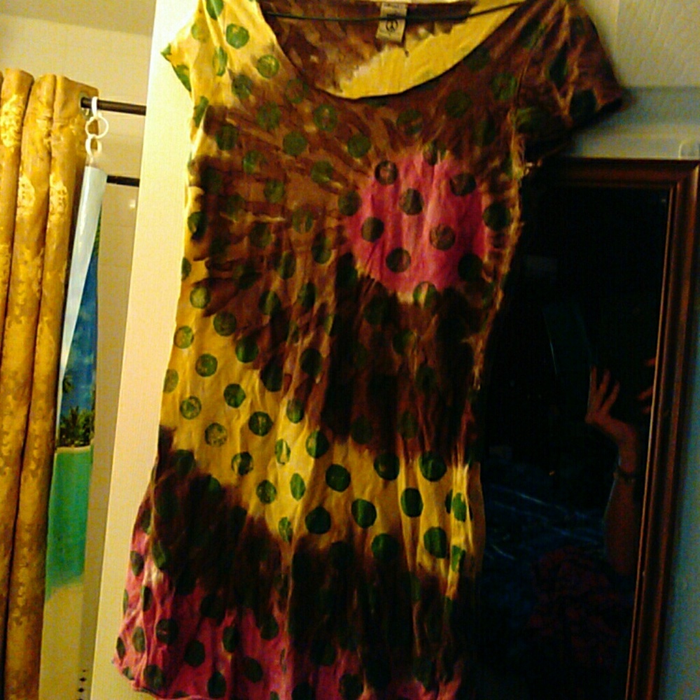 Lucky brand tie dye polka dot tunic size Small