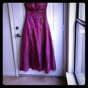 Dark pink beaded formal strapless dress
