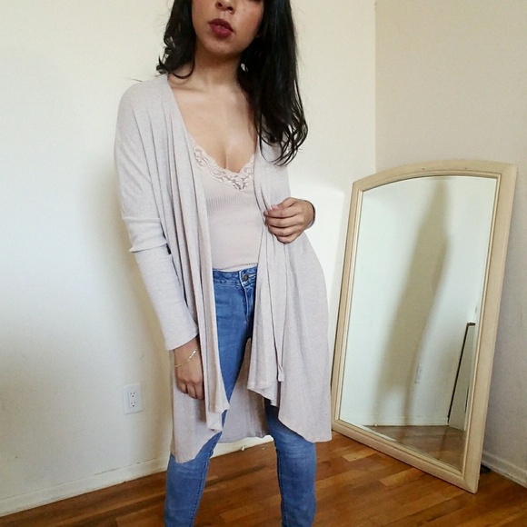 💕20%OFF💕OPEN DRAPE TAUPE TAN CARDIGAN - Picture 4 of 5