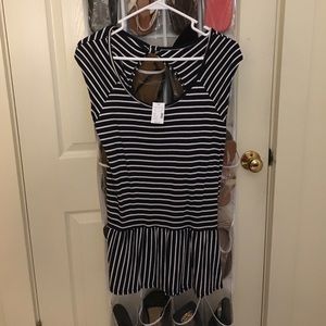 Brand New navy blue and white striped long shirt