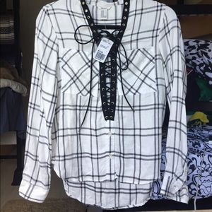 Lace up flannel brand new with tags