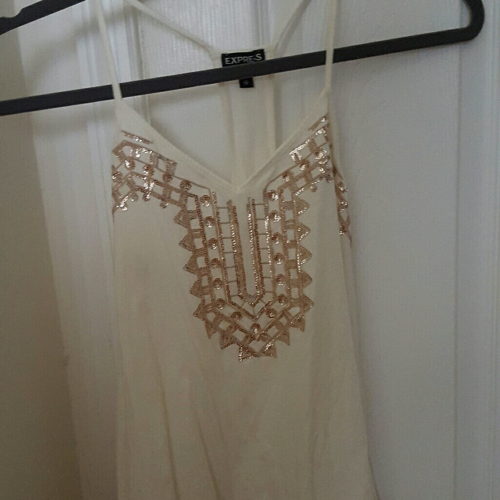 White express v-neck cami with gold sequins