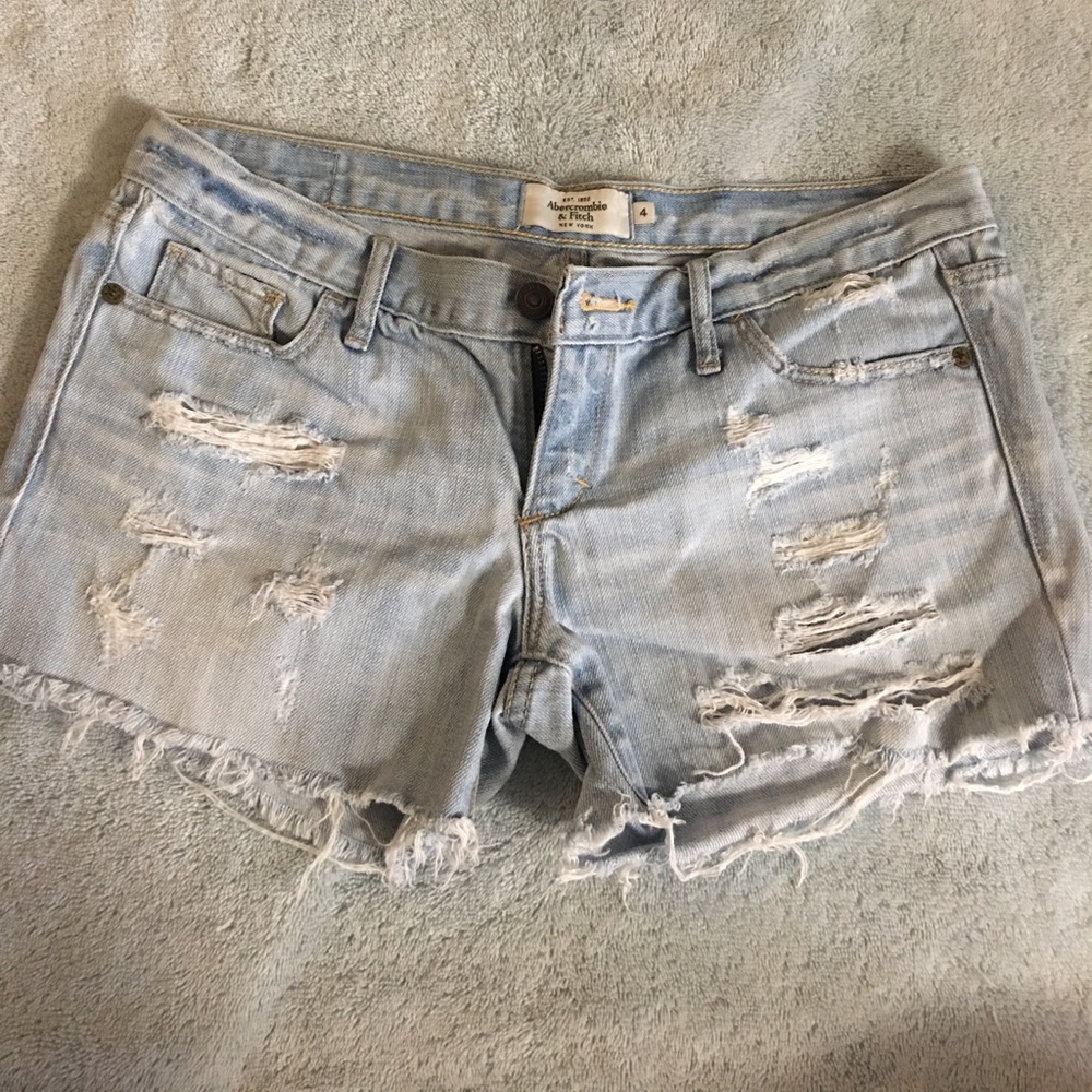 Abercrombie light wash distressed shorts