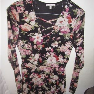 SALE! Floral lace up long sleeve dress