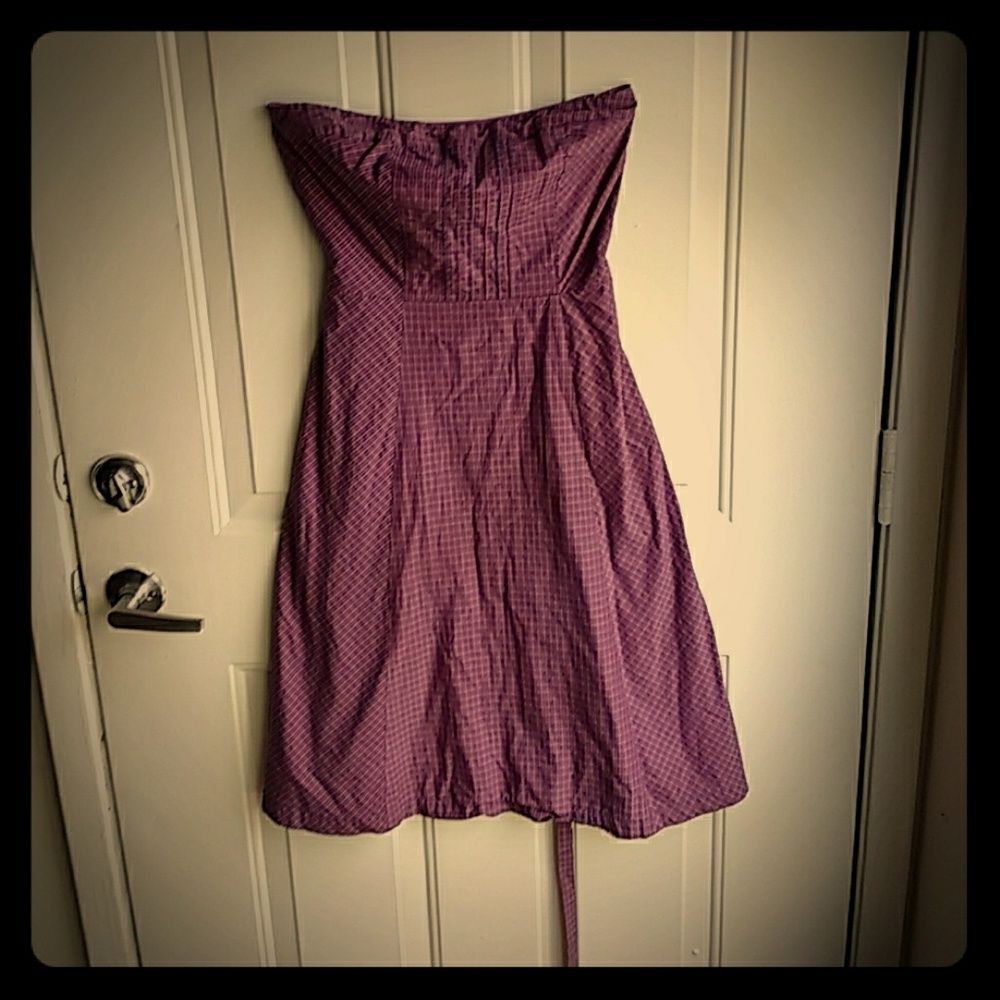 Plaid strapless dress