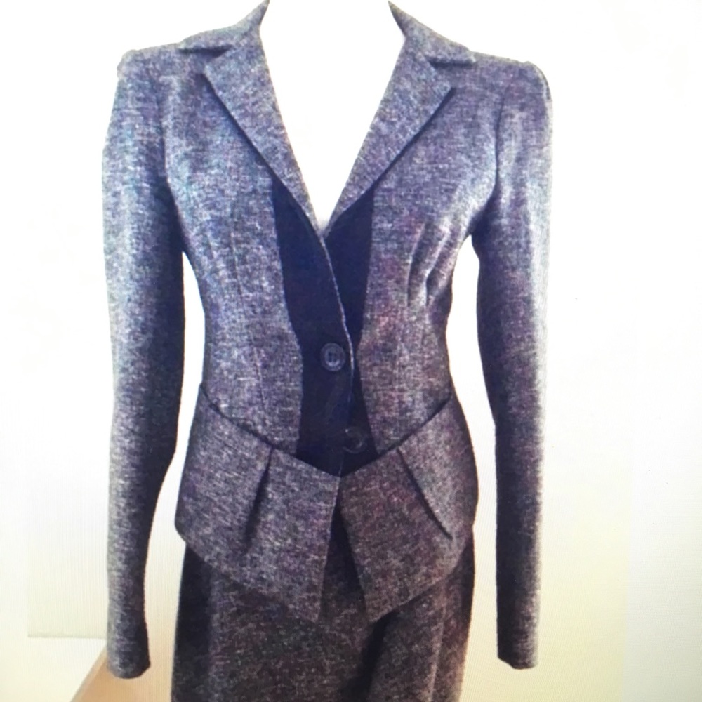 Nanette Lepore Gray Tweed Wool Blazer Jacket SZ 4