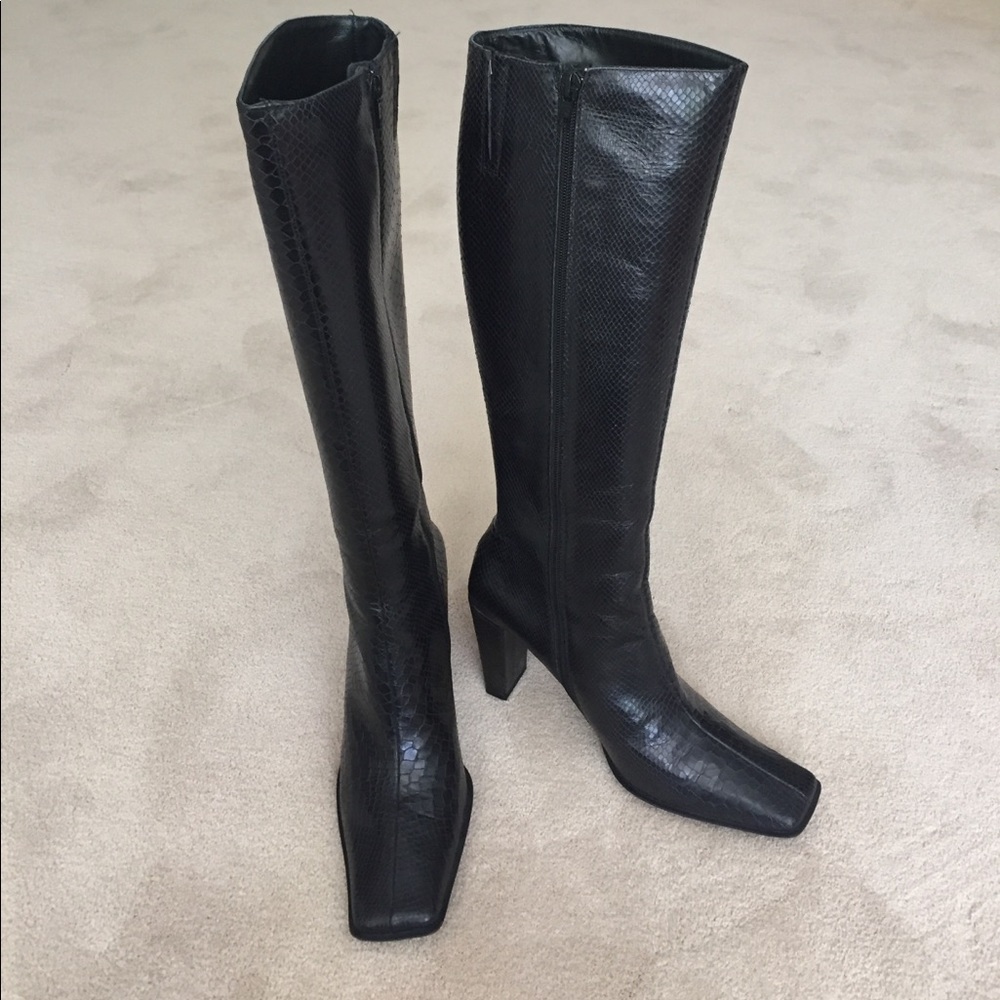 Charles David snakeskin leather boots