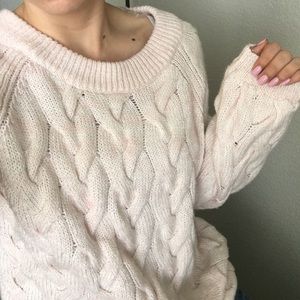 Soft pink swoop (crew) neck sweater