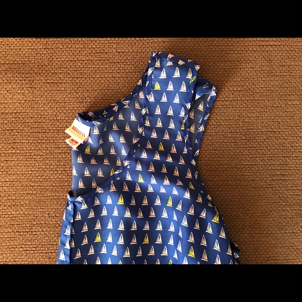 Navy sailboat print tank