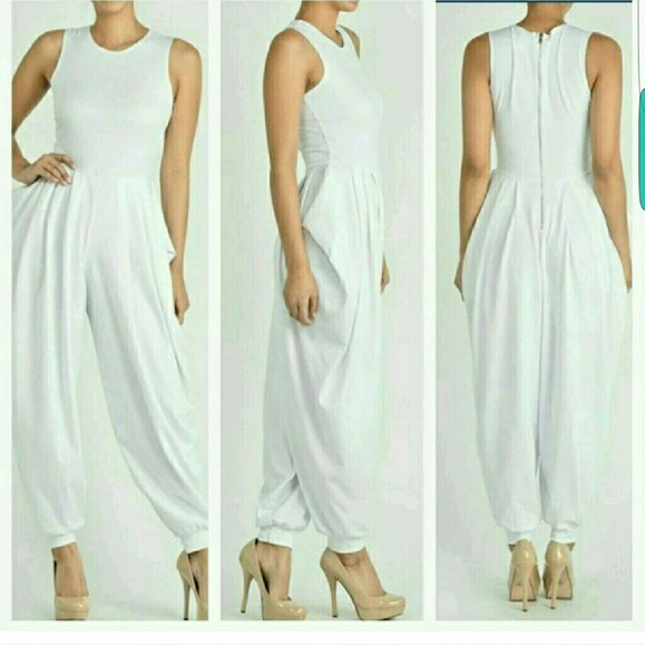 white harem jumpsuit