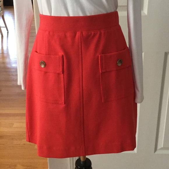 THREE DOTS RED/ORANGE MINISKIRT WITH FRONT POCKET - Picture 1 of 4