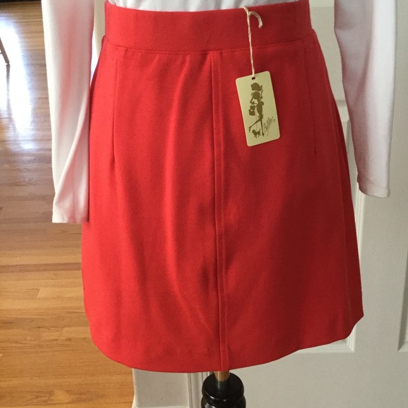 THREE DOTS RED/ORANGE MINISKIRT WITH FRONT POCKET - Picture 3 of 4