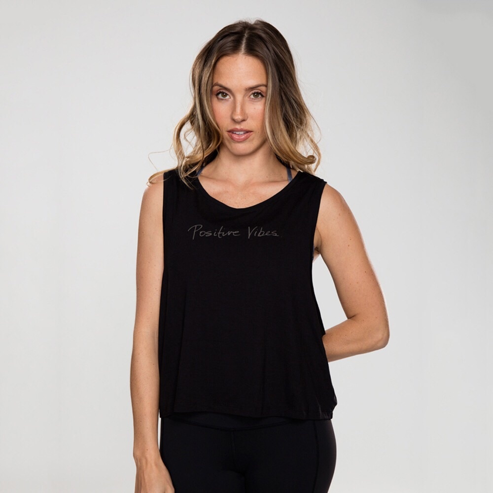 Barre Yoga Tank Positive Vibes (903P-B)